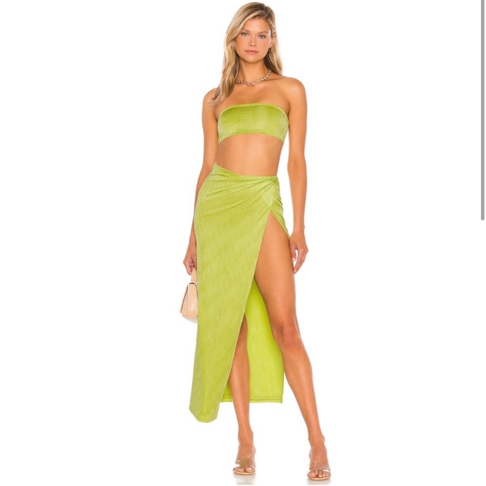 Superdown Karolyna Maxi Skirt Set in Citron Sz XXS Revolve